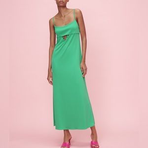 Zara Green Strappy Cutout Midi Maxi Length Dress NWT